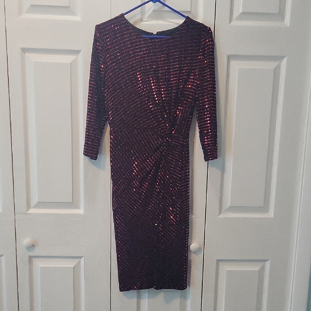 New York And Company Elegant Sequin Dress in Red